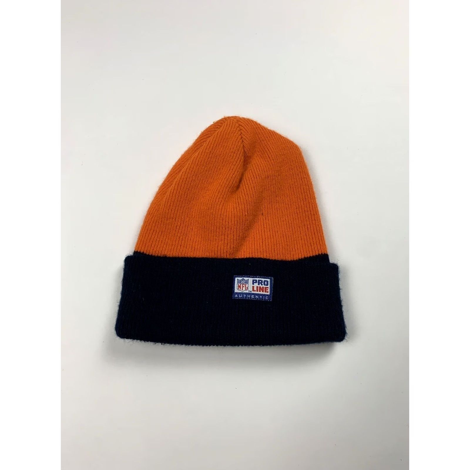 NFL VINTAGE Chicago Bears NFL Pro Line Football Knit Beanie Hat Cap Made In The USA NFL Beanie Ladies Mens Unisex Orange 80s 90s Football Warm Lined Cap Size ONE SIZE - 2 Thumbnail