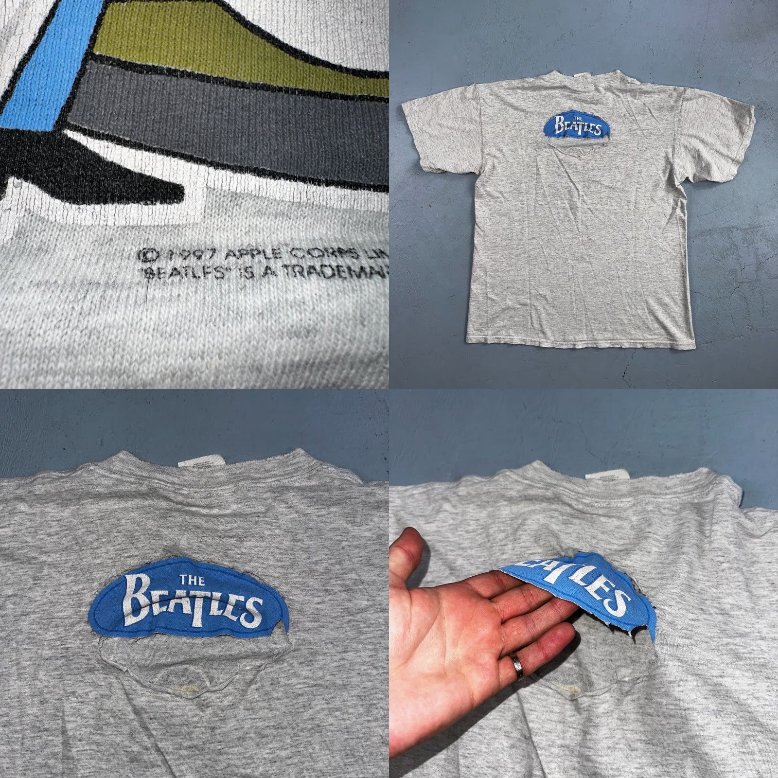 Gildan VINTAGE Beatles Rock Band 1997 T-Shirt Gray Crew Neck Short Sleeve M Men 1960s 90s Grunge Music Shirt Size US M / EU 48-50 / 2 - 8 Thumbnail