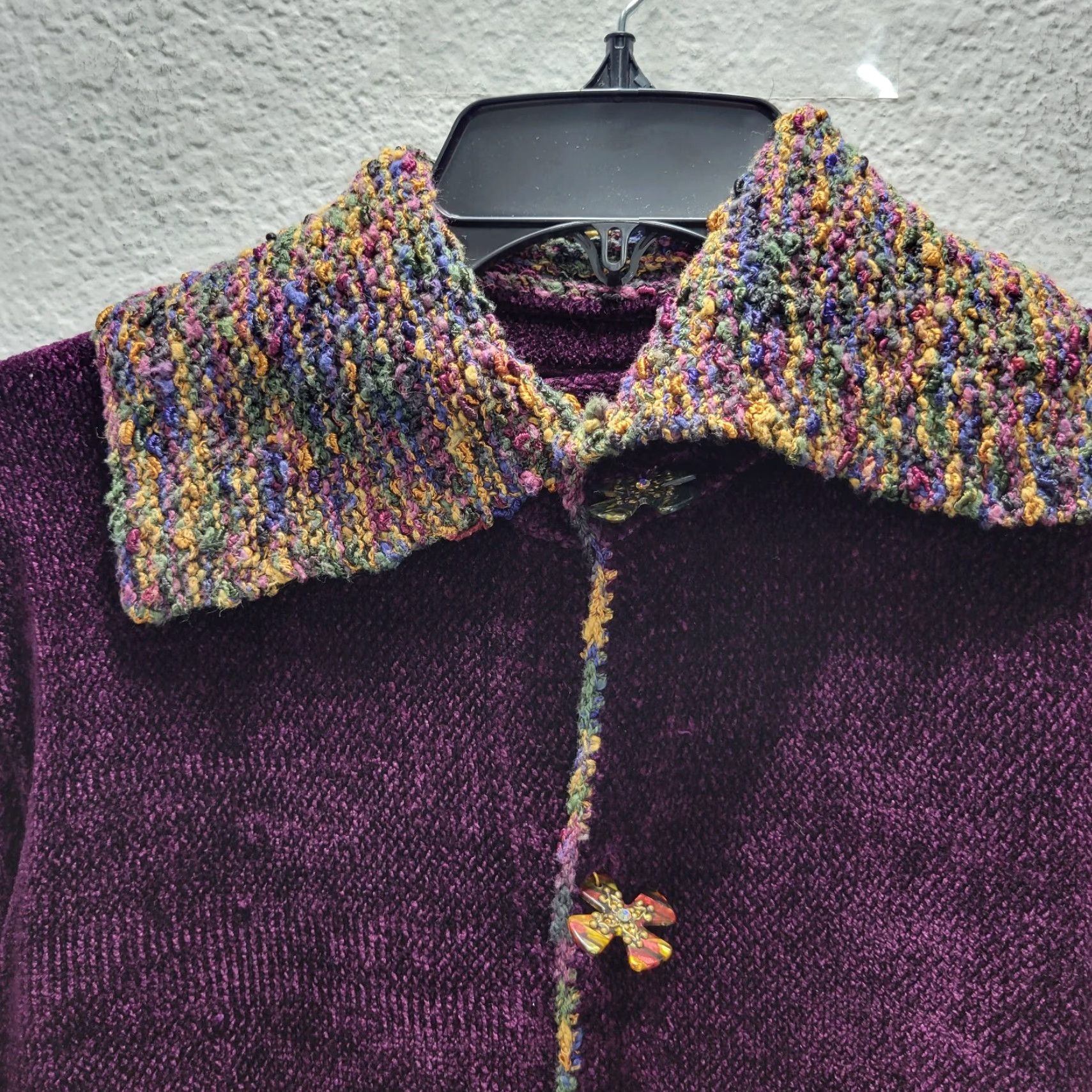 Velvet VINTAGE Sweater Sweater Wearable Art Crushed Velvet Cross Buttons Purple Jacket S Women Velvet Cross Buttons Art Jacket Purple S Womens Size S / US 4 / IT 40 - 4 Thumbnail