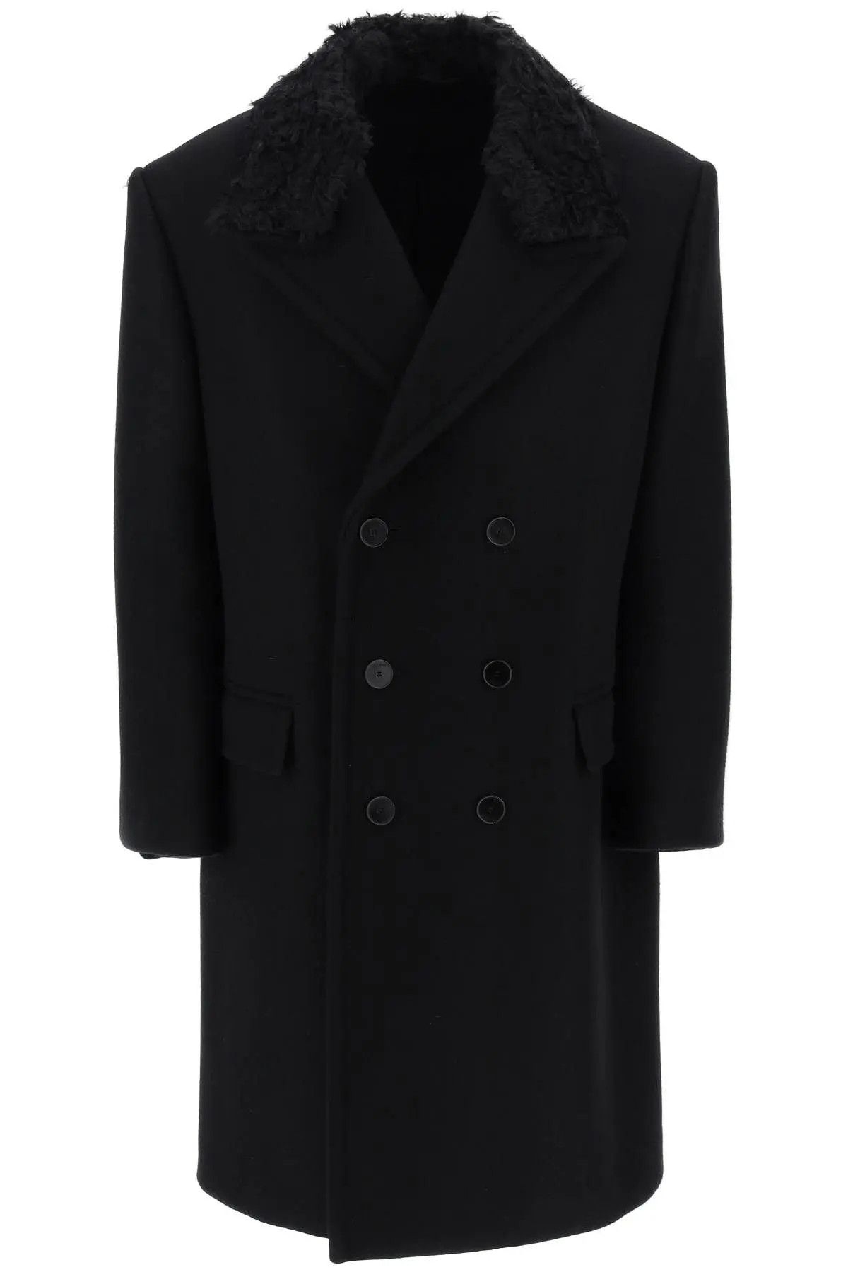 image of Lanvin O1S22I1N0324 Wool Oversize Coat In Black, Men's (Size Medium)