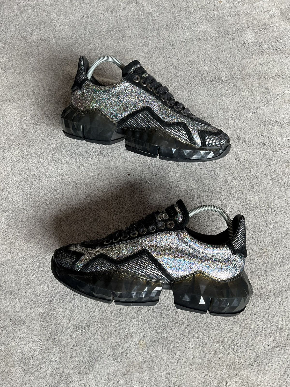 Designer × Jimmy Choo Jimmy Choo Diamond Sneakers Black Glitter Luxury Italy Size US 8 / EU 41 - 2 Thumbnail