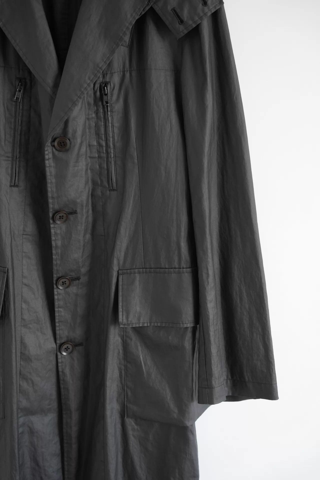 Yohji Yamamoto Yohji Yamamoto 08SS Mens Zip Off Hooded Ramie Coat Size US L / EU 52-54 / 3 - 7 Thumbnail