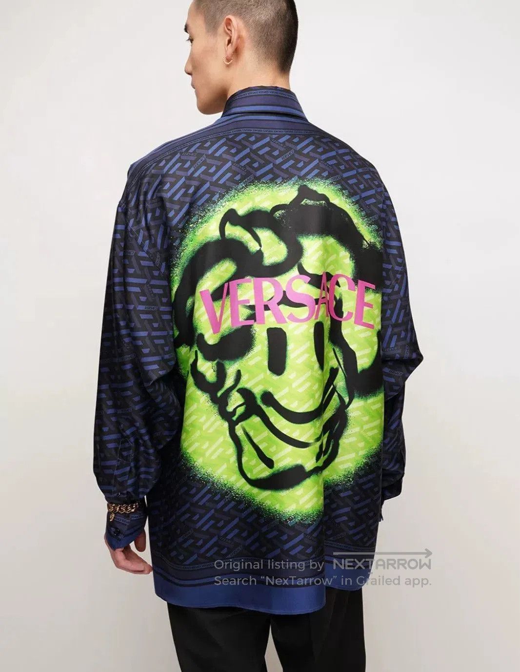 Versace Versace Blue Greca Medusa Logo Shirt. Size US M / EU 48-50 / 2 - 1 Thumbnail