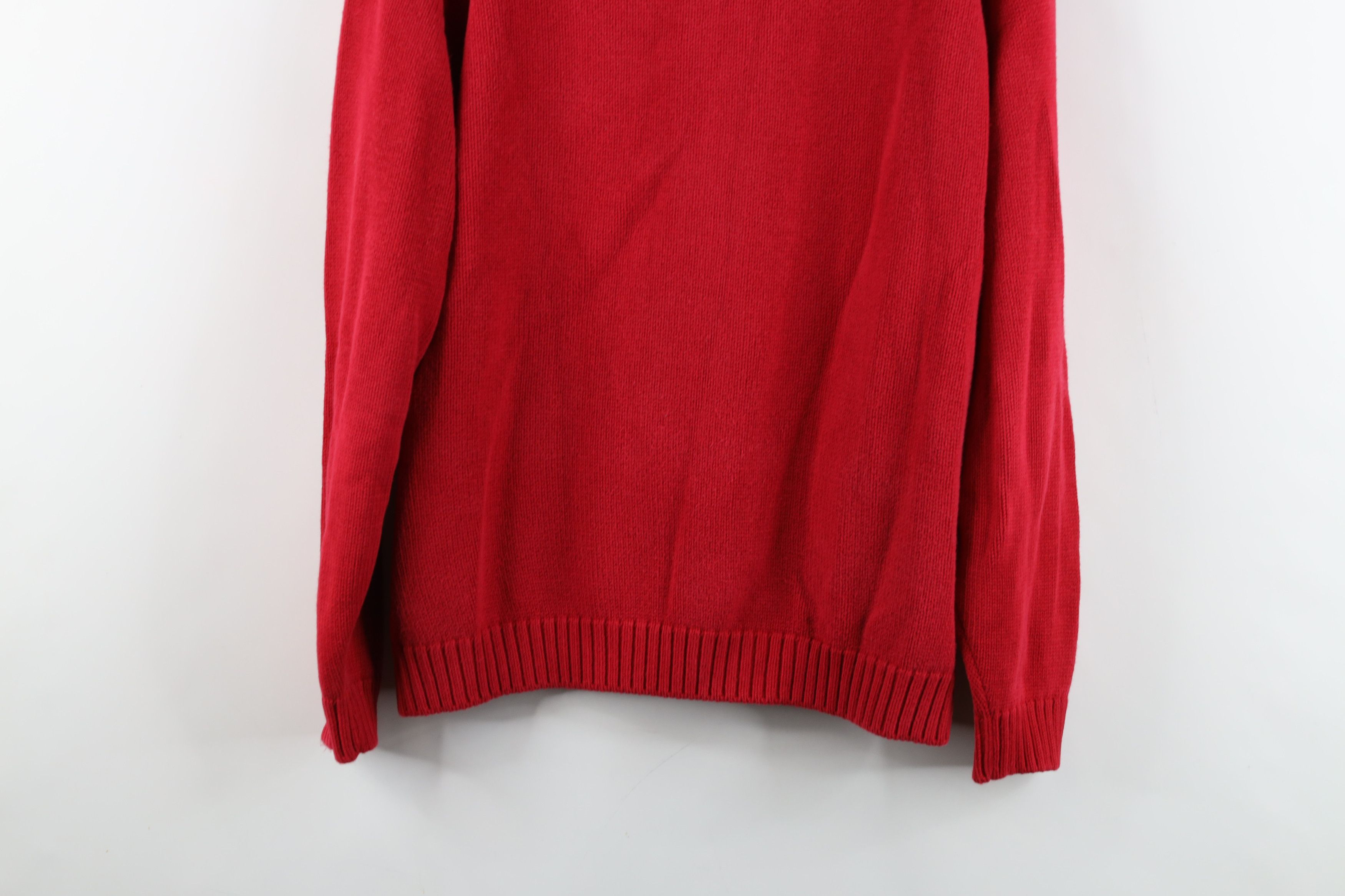 Lands' End × Vintage Vintage 90s Lands End Blank Cotton Knit Sweater Red USA Size L / US 10 / IT 46 - 11 Thumbnail