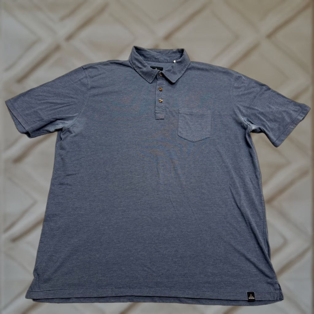 Prana prAna Polo Shirt Mens XL Blue Gray Short Sleeve Pocket Casual Outdoor Preppy Top Size US XL / EU 56 / 4 - 1 Thumbnail
