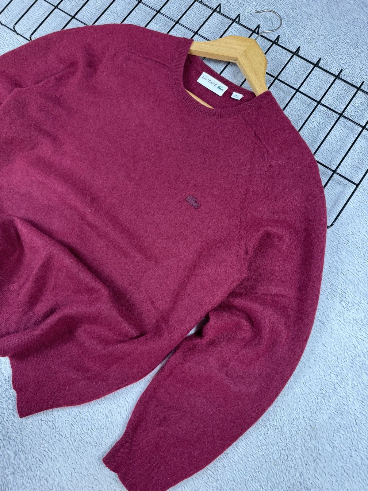 Lacoste × Vintage Lacoste Sweater Mens Red Size S(6) 100% Cashmere Knit Crew N Size US S / EU 44-46 / 1 - 2 Thumbnail