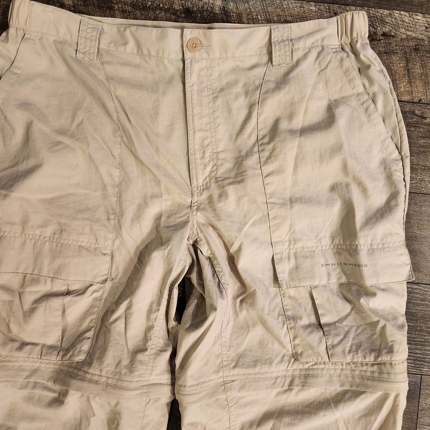 Vintage Columbia PFG Pants Mens XL Tan Fishing Hiking Convertible Omni Shade Cargo 40x30 Size US 40 / EU 56 - 3 Thumbnail