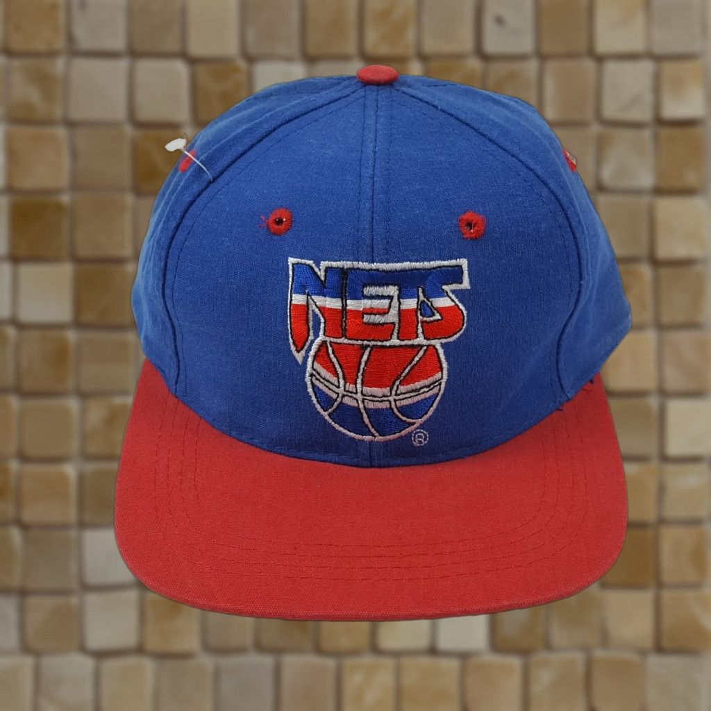 NBA VINTAGE 90s NBA Brooklyn Nets Snapback Cap Hat - Blue Adjustable Baseball Hat Mens Size ONE SIZE - 1 Thumbnail