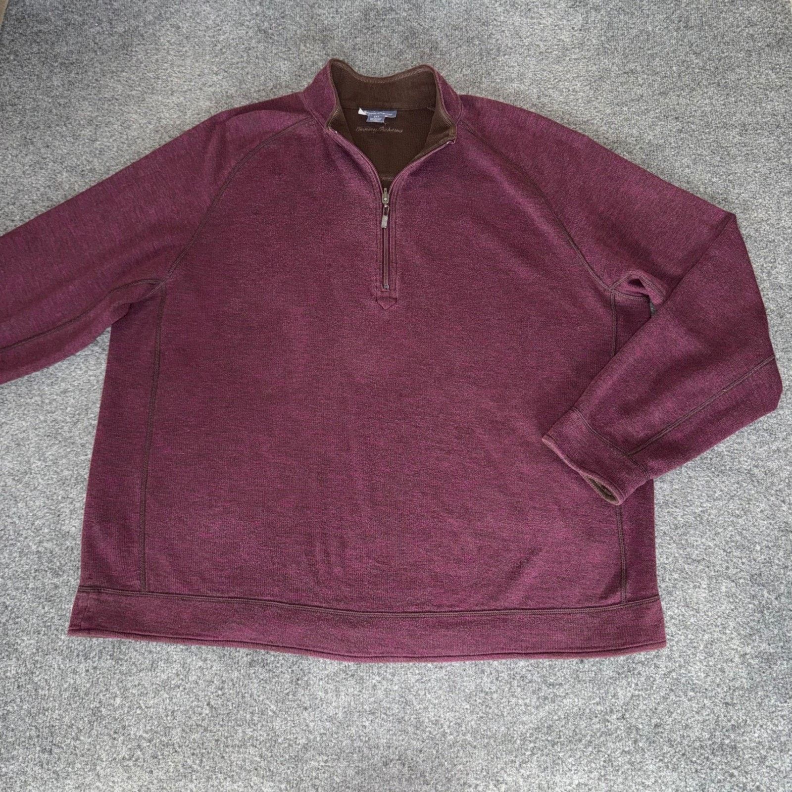 Tommy Bahama Tommy Bahama Mens 2XT Reversible 1/4 Zip Pullover Burgundy Size US XXL / EU 58 / 5 - 1 Thumbnail