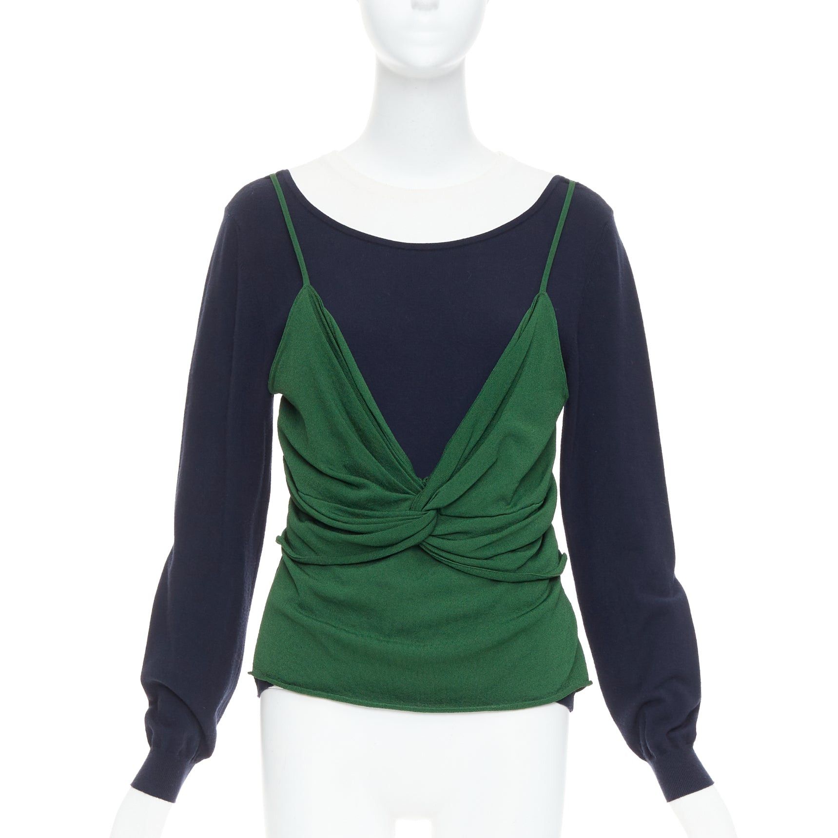 JW Anderson JW ANDERSON green navy deconstructed cami draped sweater L Size M / US 6-8 / IT 42-44 - 1 Thumbnail