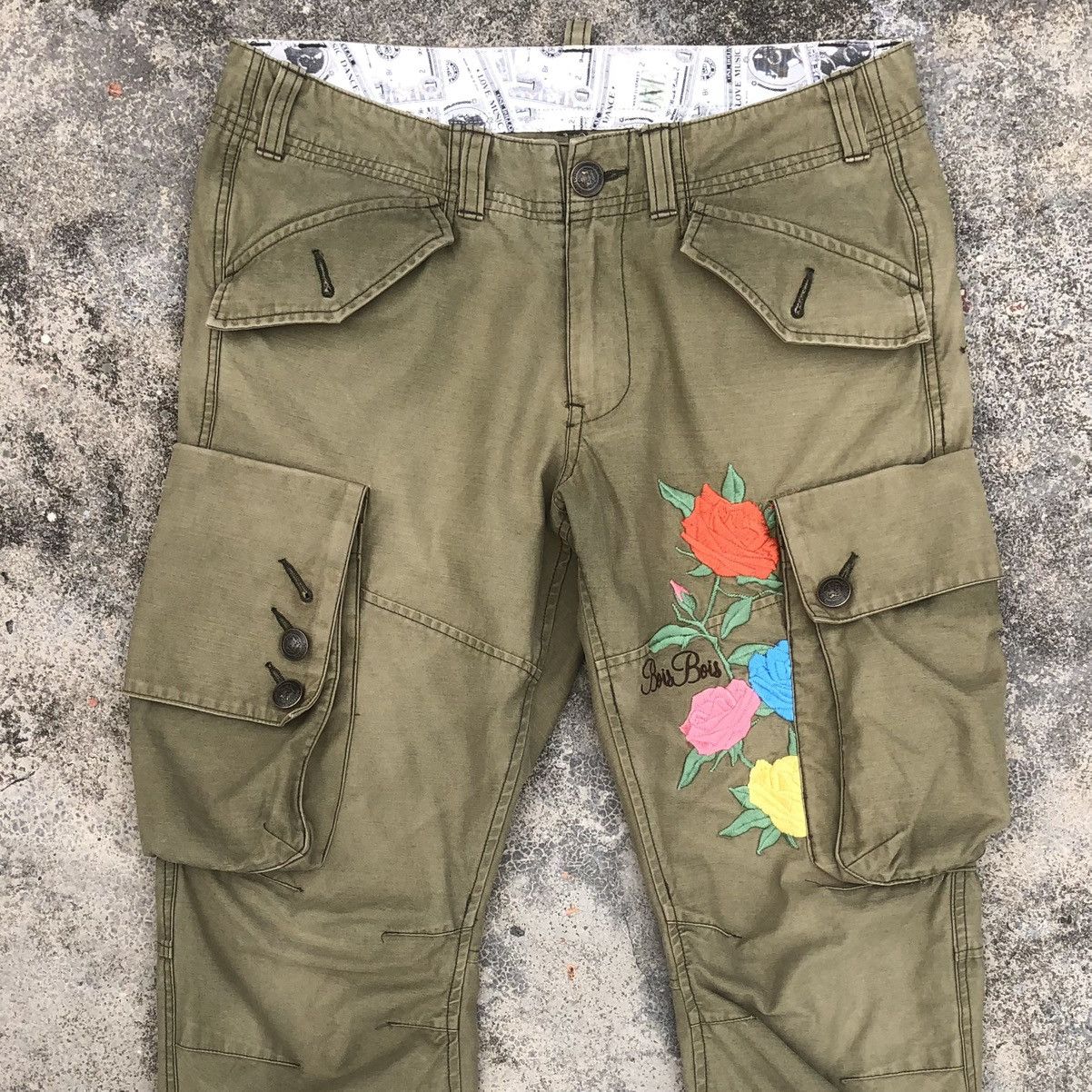 Japanese Brand Japanese Boisbois Distressed Embroidered Cargo Pants Size US 32 / EU 48 - 2 Thumbnail