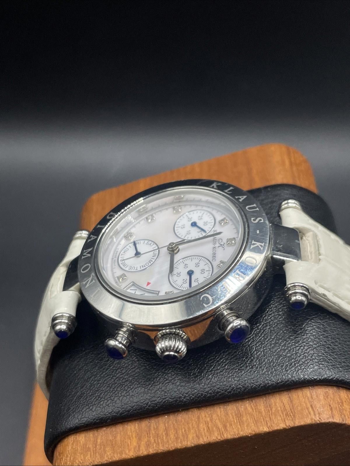 Designer KLAUS-KOBEC Diamond Swiss Chronograph MOP Dial New Battery Size ONE SIZE - 2 Thumbnail