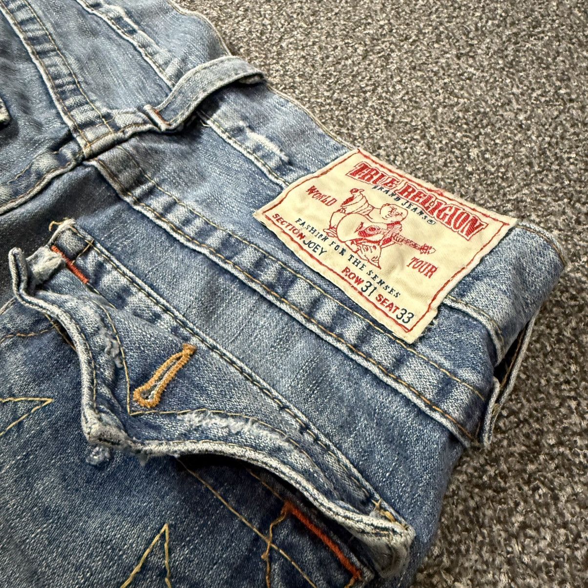 True Religion 🔥🇺🇸 Baggy Flared Distressed Jeans Hysteric Glamour Style Y2k Size US 34 / EU 50 - 7 Thumbnail