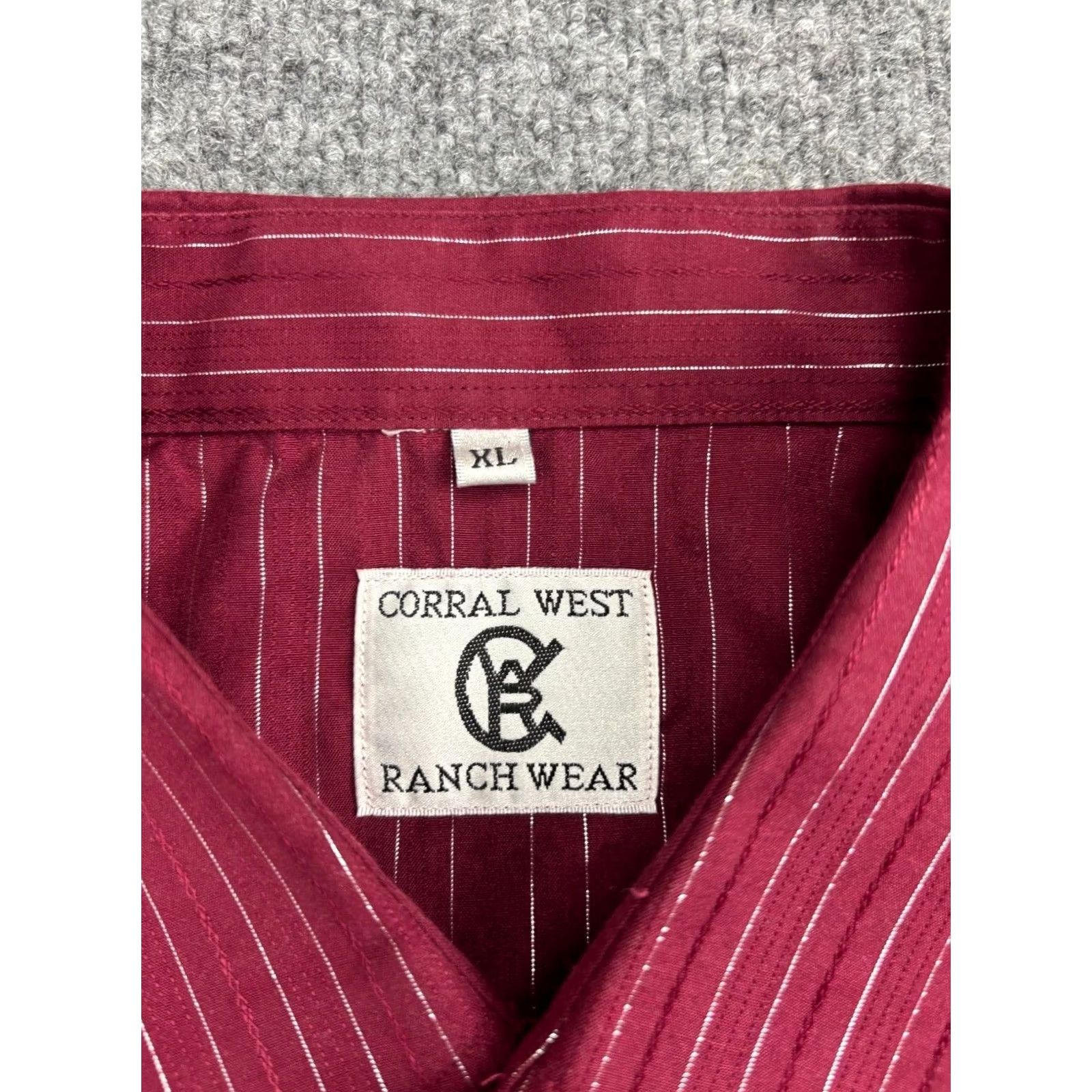 Vintage VINTAGE Corral West Ranchwear Western Shirt Men's XL Red Striped Pearl Snap Cowboys 90s Western Mens XL Red Size US XL / EU 56 / 4 - 2 Thumbnail