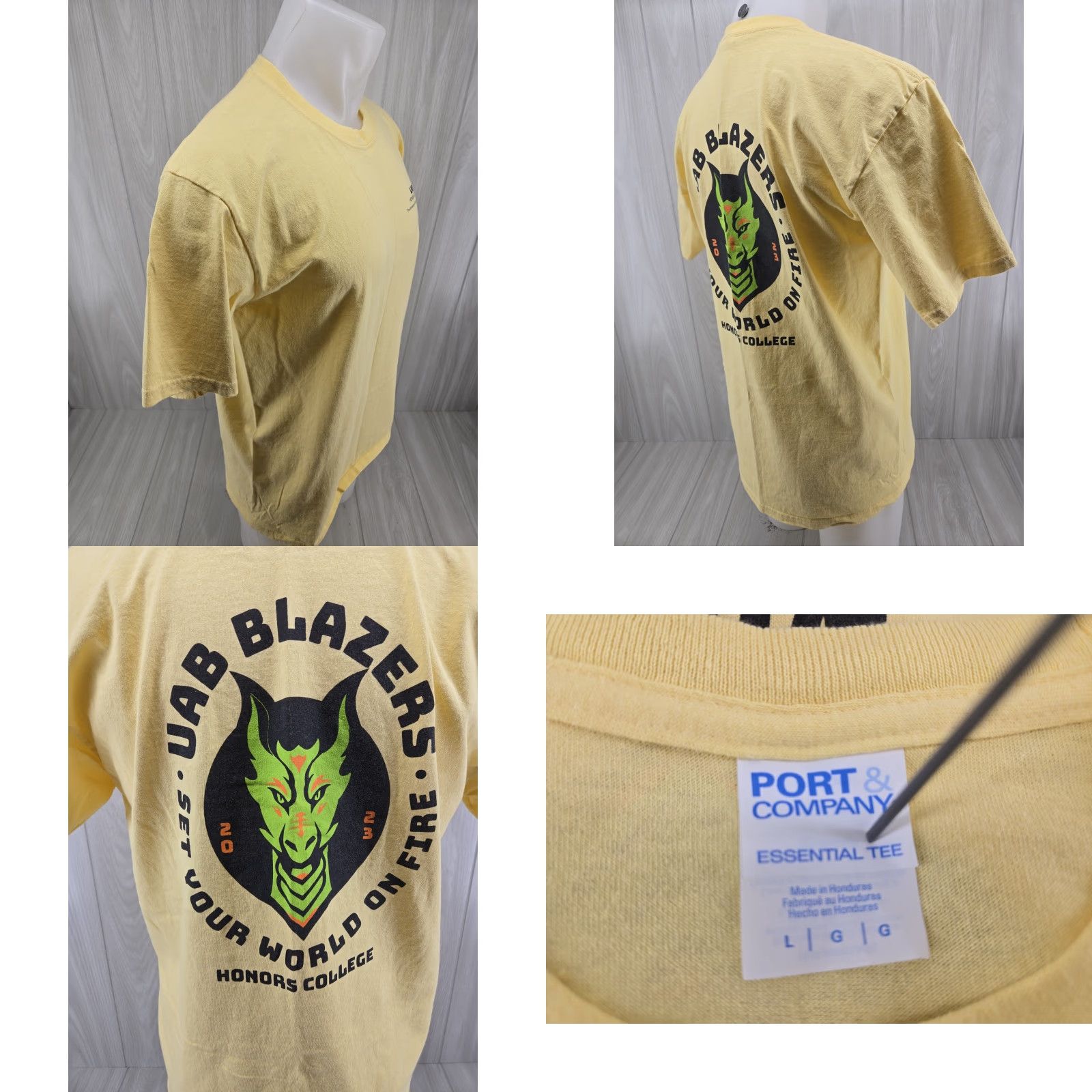 Port & Company UAB Blazers Honors College 2023 T Shirt Men Large Yellow Shirt Size US L / EU 52-54 / 3 - 8 Thumbnail