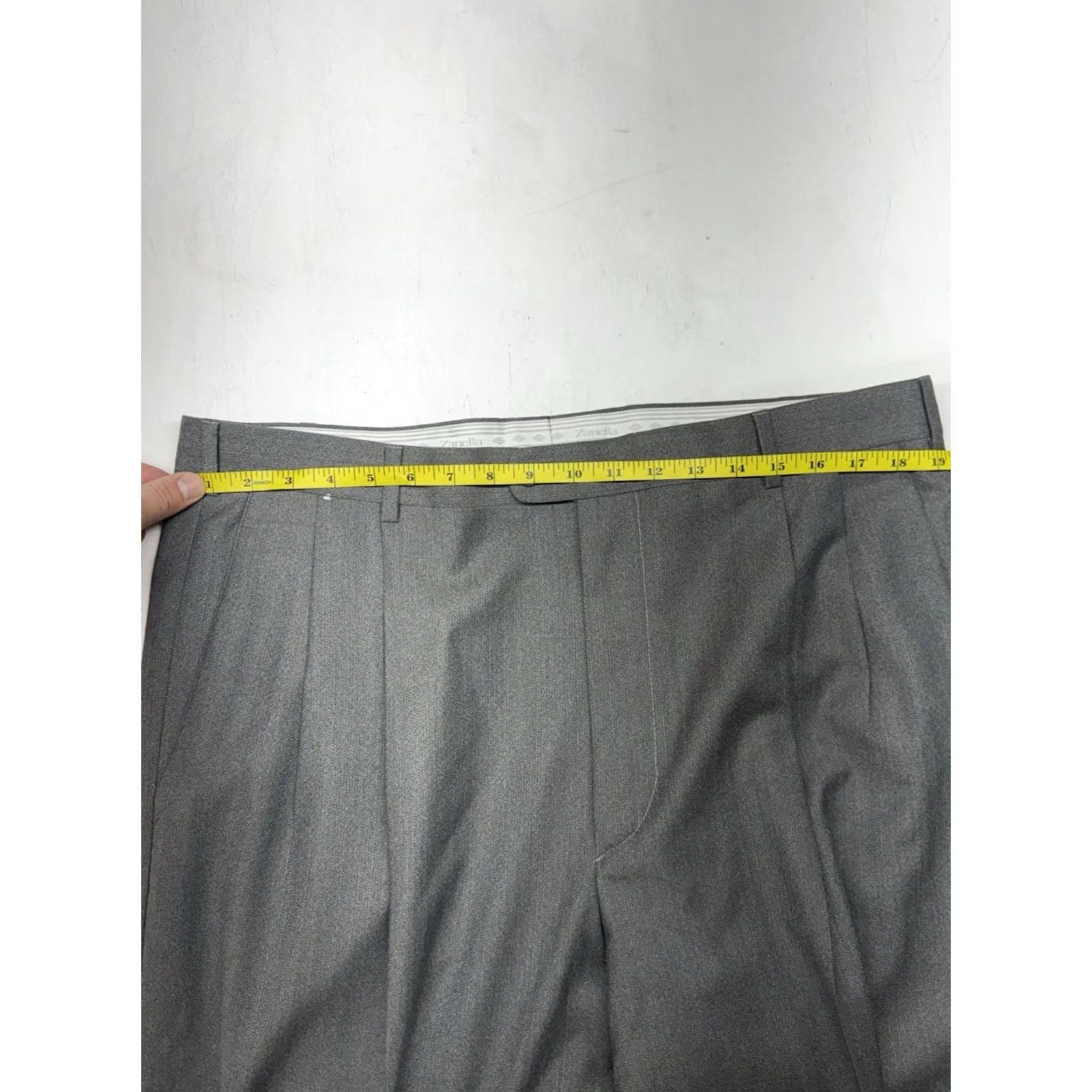 Zanella Zanella Austin Pleated Cuffed Wool Dress Pants Gray Mens 38x33 Regular Straight Stretch Belt Loops Pockets - 41 Size US 38 / EU 54 - 6 Thumbnail