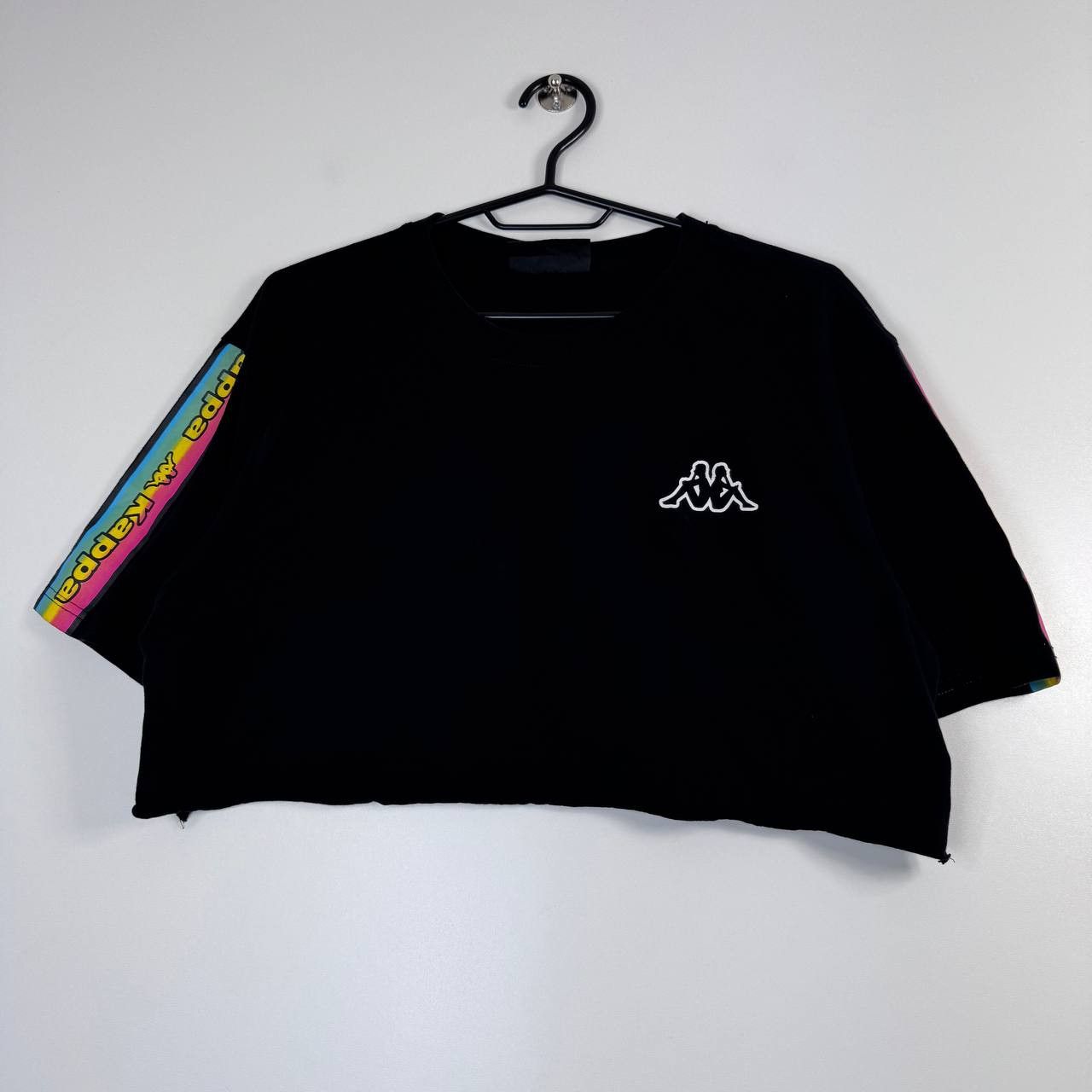 Kappa Kappa Womens Cropped T Shirt Black Logo Casual Top Size L Size L / US 10 / IT 46 - 1 Thumbnail