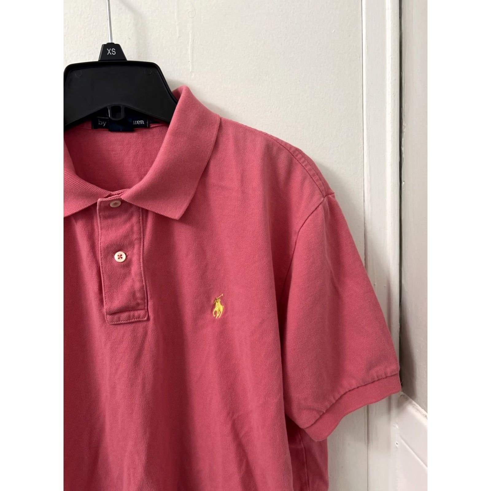 Polo Ralph Lauren VINTAGE Polo Ralph Lauren Shirt Mens L Pink Short Sleeve Yellow Pony Polo Size US L / EU 52-54 / 3 - 4 Thumbnail