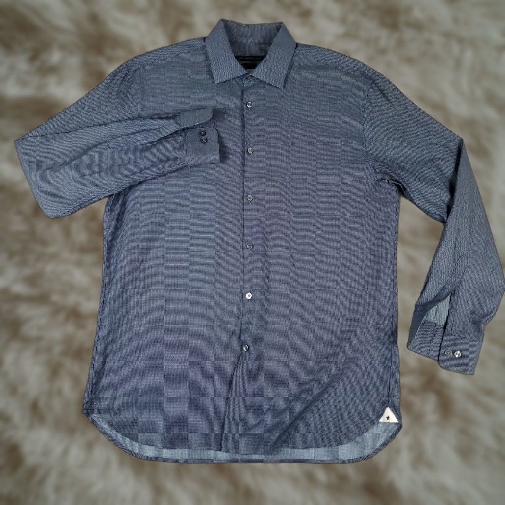 John Varvatos John Varvatos Shirt Mens 16.5 Blue Slim Fit Dress Button Up Long Sleeve Size 46R - 1 Thumbnail