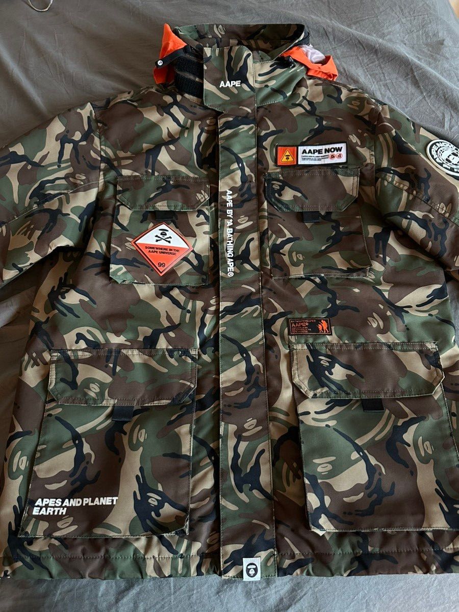 image of Aape Camo M-65 Jacket in Green, Men's (Size XL)