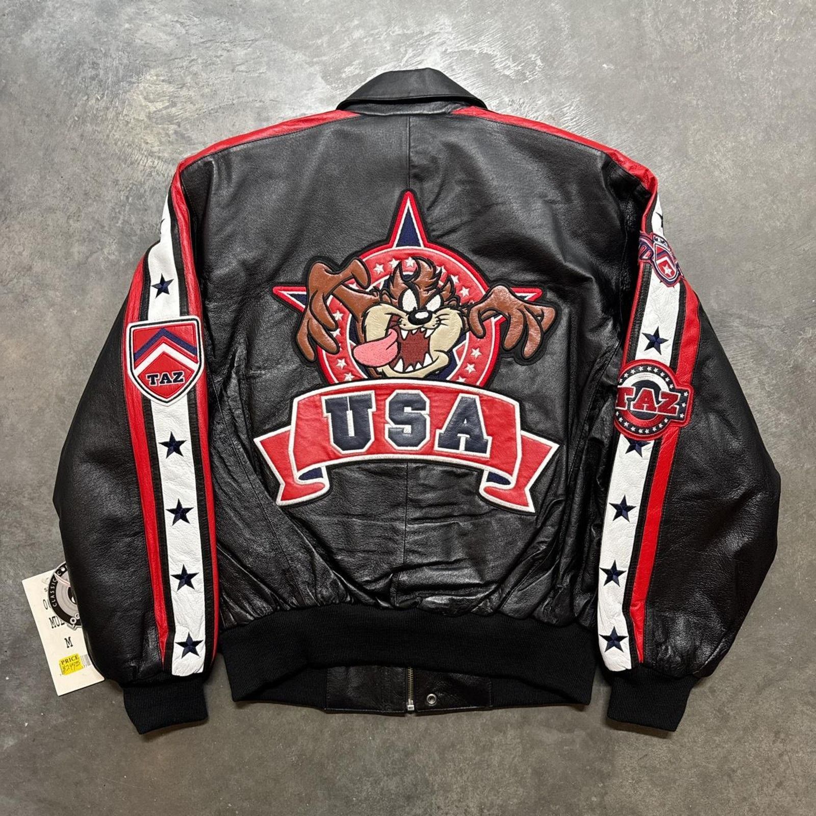 Vintage Looney Tunes Taz USA Tasmanian Devil Leather Jacket