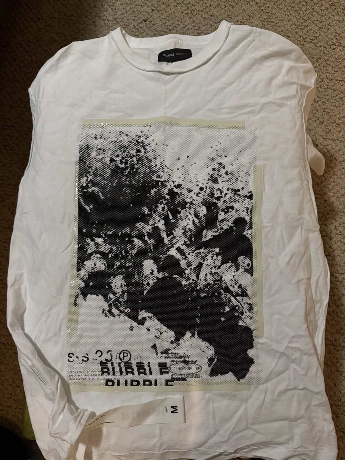 Purple Brand PURPLE BRAND WHITE MOSH GRAPHIC TEE Size US M / EU 48-50 / 2 - 2 Thumbnail
