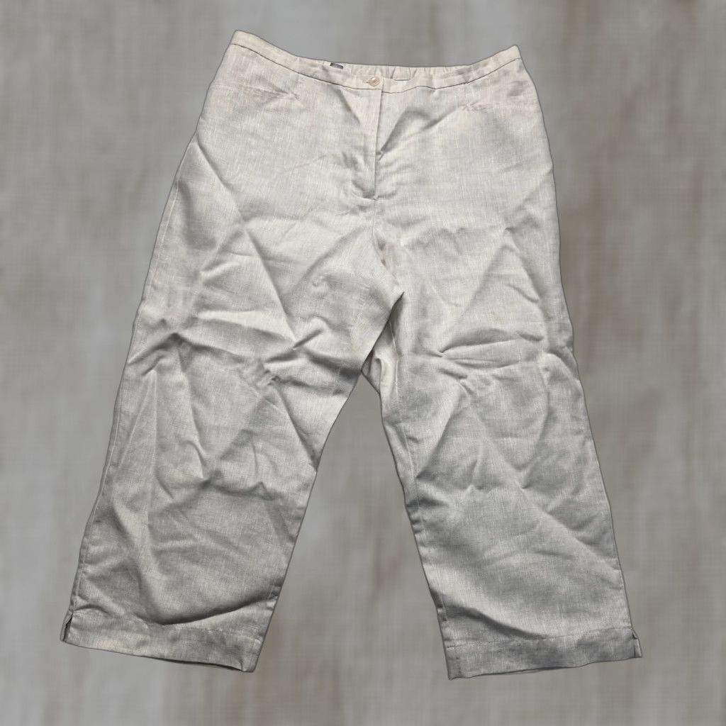 Liz Claiborne Liz Claiborne Audra Beige Khaki Cropped Trousers Capri Pants Adult Women's 14 Size 36" / US 14 / IT 50 - 1 Thumbnail