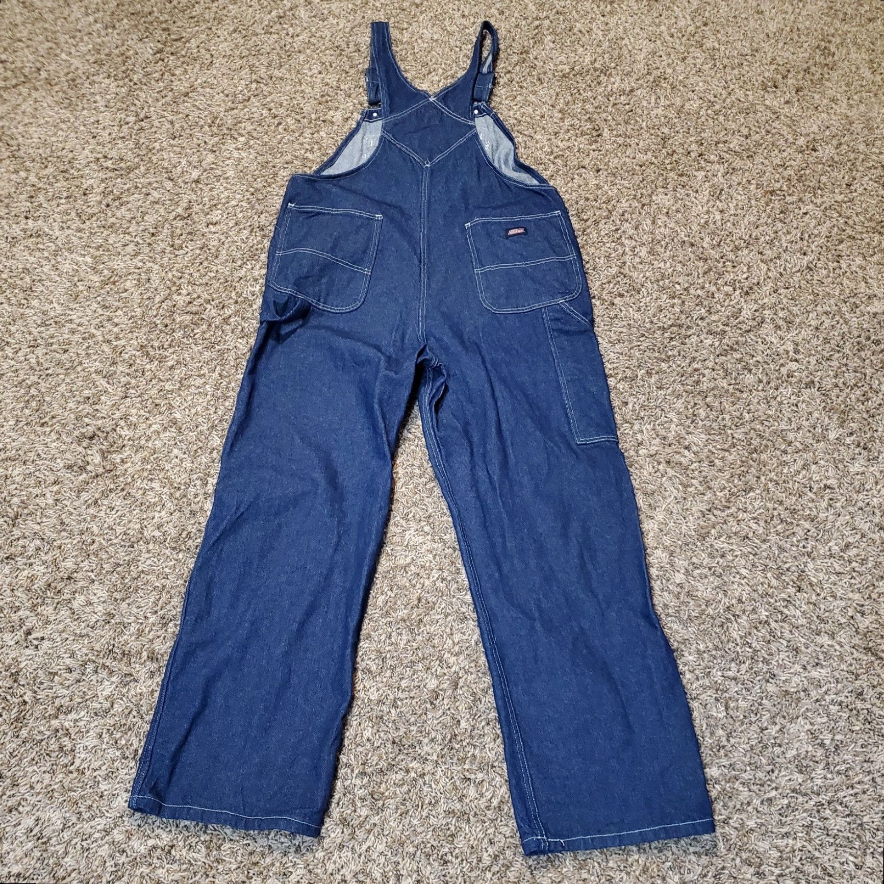 Dickies VINTAGE Dickies Overalls Mens Large Blue Denim Bib Carpenter Workwear Farm Trucker Dark Size US 33 - 6 Thumbnail