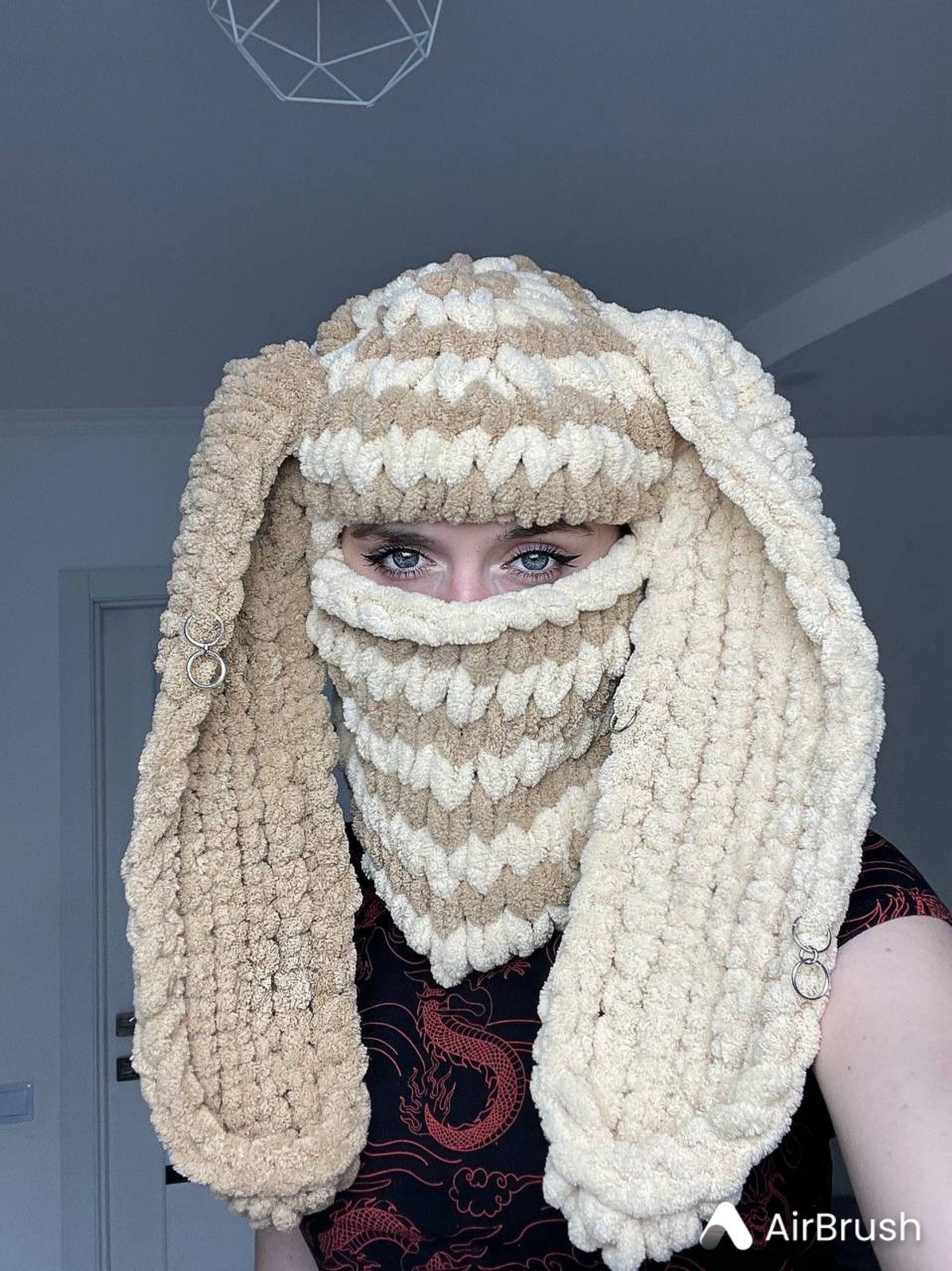 Handmade × Japanese Brand Handmade knitted balaclava/ ski mask bunny style Size ONE SIZE - 2 Thumbnail