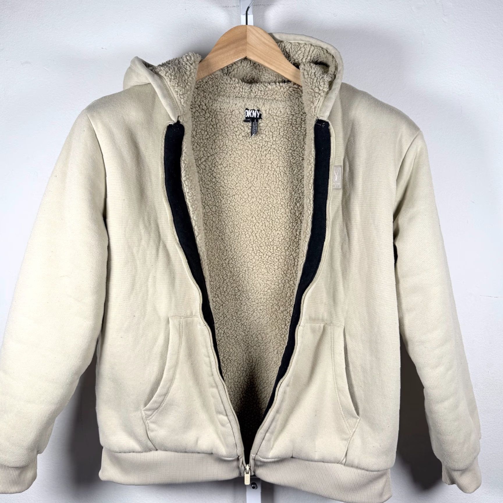 DKNY DKNY Hoodie Women XL Cream Sherpa-Lined Full Zip Winter Pockets Outdoor Y2K - XL Size XL / US 12-14 / IT 48-50 - 3 Thumbnail
