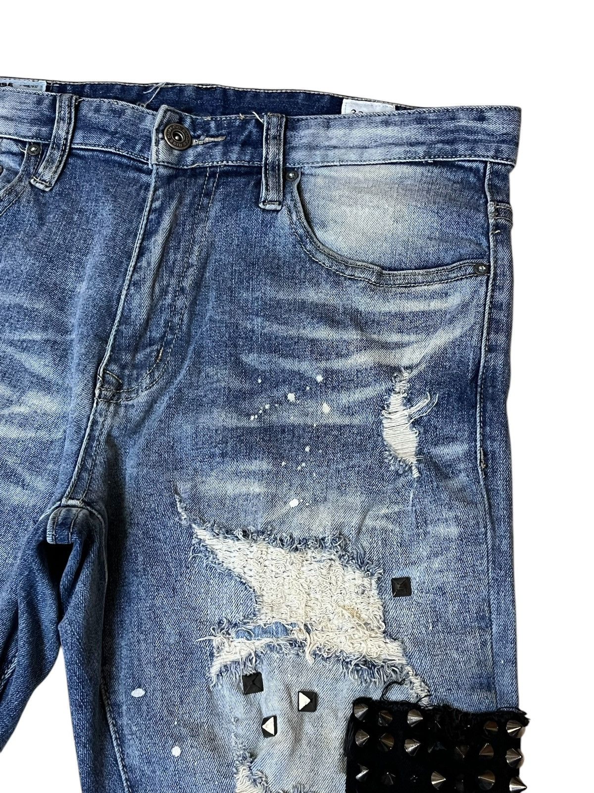Japanese Brand SICK🔥SMOKE RISE DISTRESSED WITH STUDDED/SPIKE STYLE JEANS Size US 33 - 5 Thumbnail