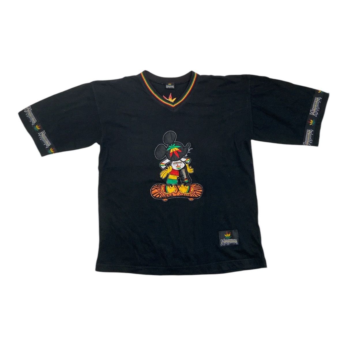 Vintage Vintage Marijuana Mickey Embroidered Hip Hop Oversized Tee Size US XL / EU 56 / 4 - 1 Thumbnail