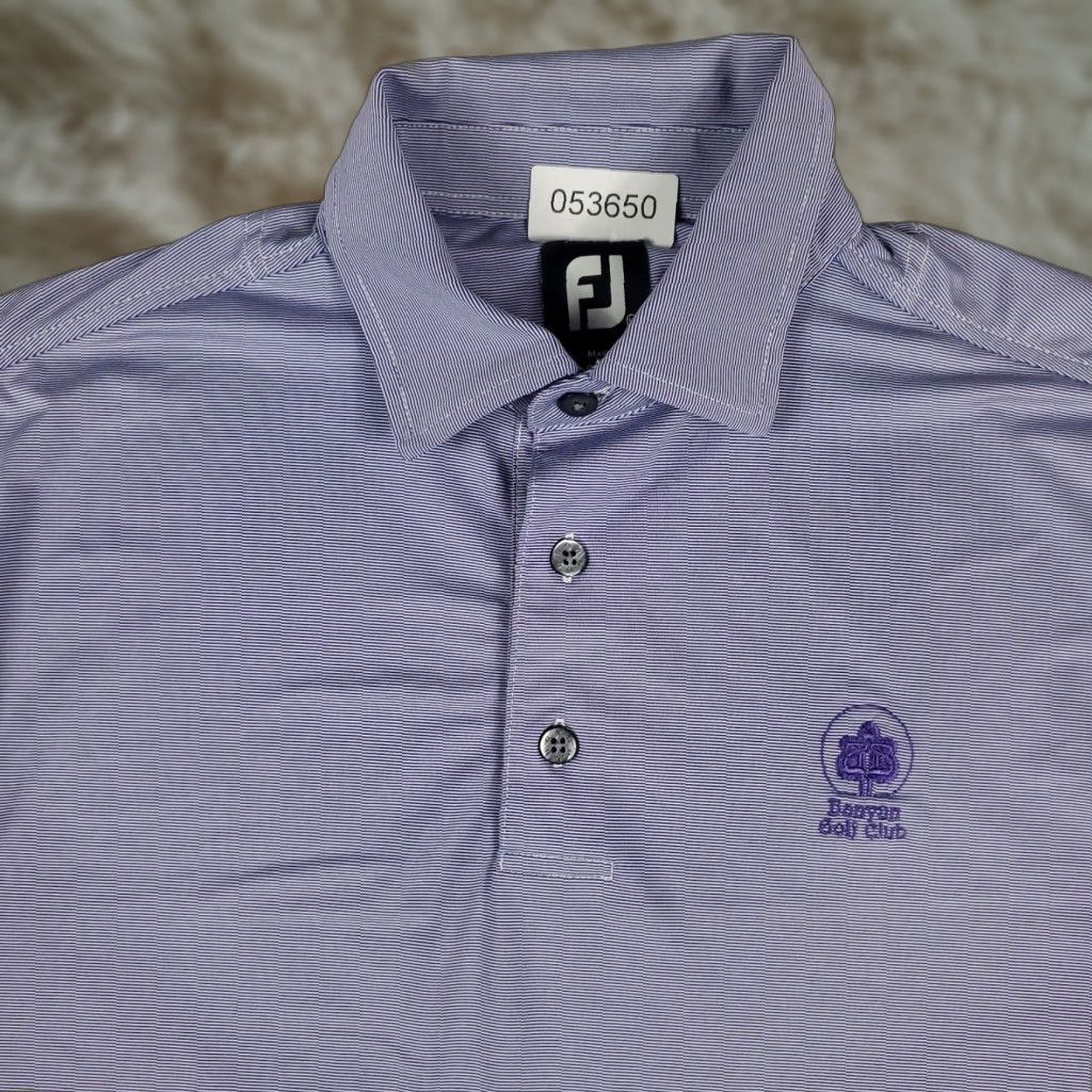 Footjoy FJ Polo Shirt Mens M Purple Striped Shirt Polo Size US M / EU 48-50 / 2 - 1 Thumbnail