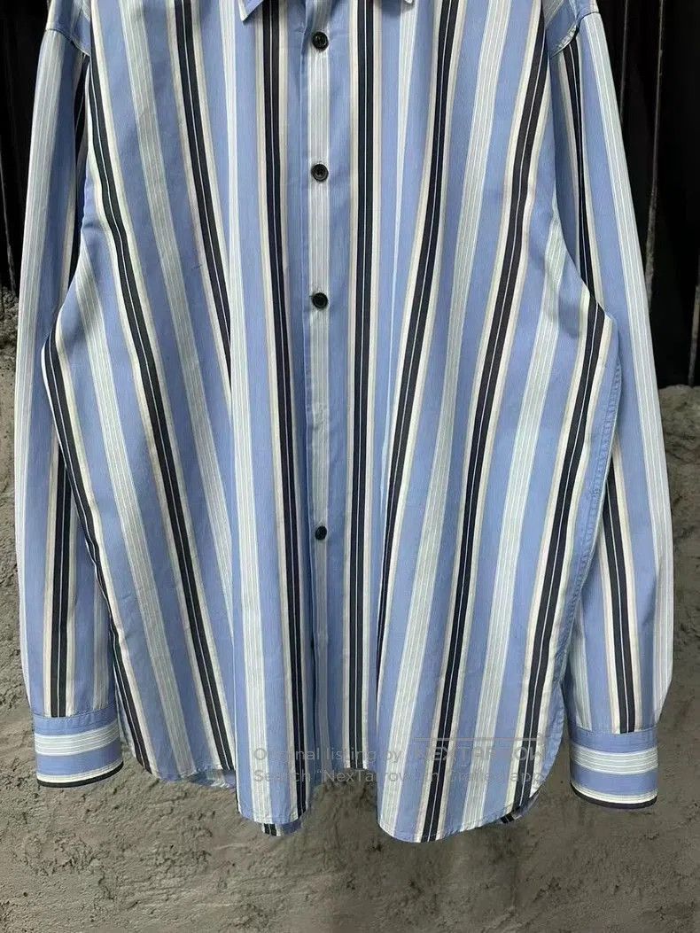 Dries Van Noten Dries Van Noten Blue White Stripe Shirt. Size US XS / EU 42 / 0 - 4 Thumbnail