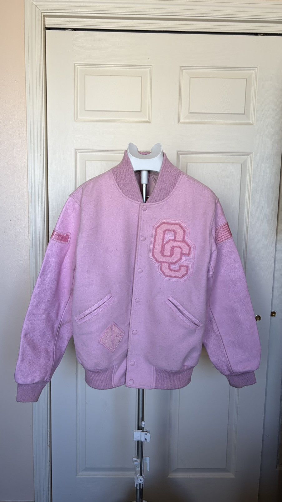 Opening Ceremony Opening Ceremony Pink Varsity Jacket Wool Leather Size L Size L / US 10 / IT 46 - 6 Thumbnail