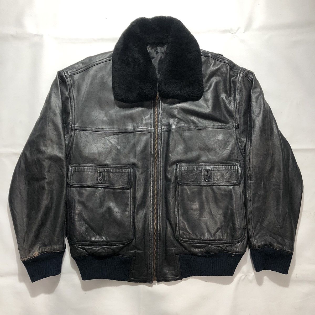 Japanese Brand × Vintage Rare Vintage Nuovo Nero Fur Leather Jacket Size US M / EU 48-50 / 2 - 1 Thumbnail