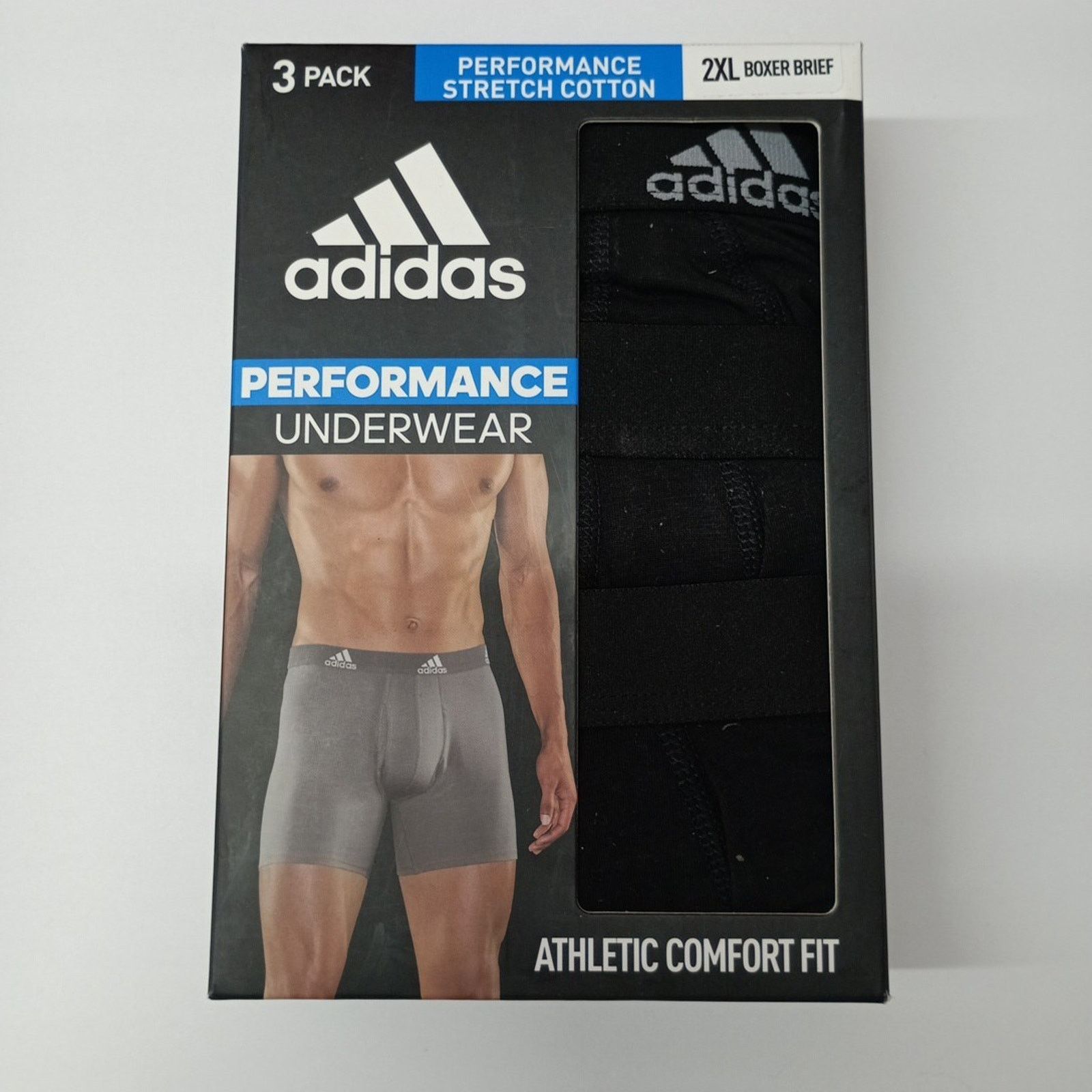 Adidas adidas Black Cotton Stretch Men Boxer Briefs 3-Pack Size 2XL Size 46 - 1 Thumbnail