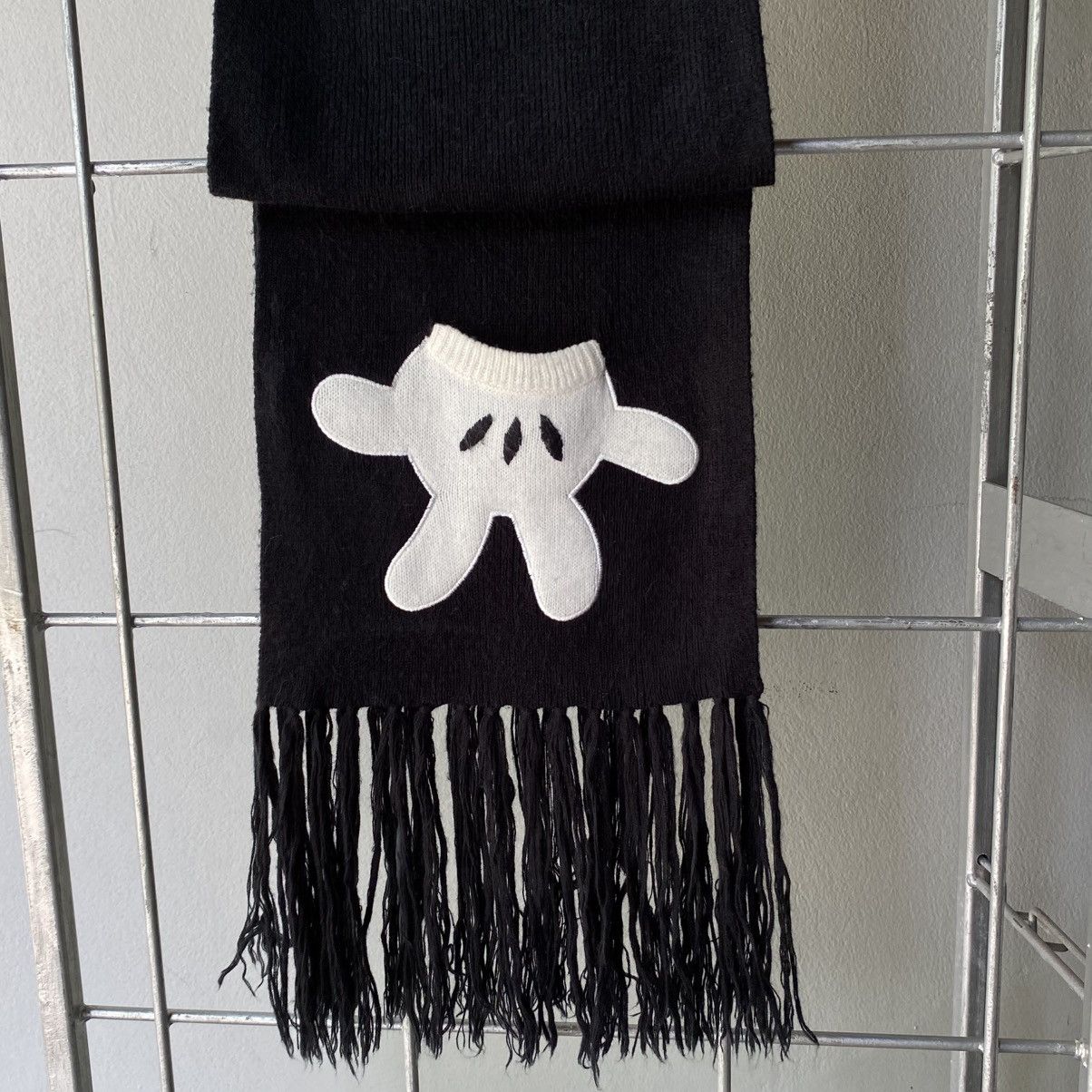 Disney Disney Black Scarf with White Glove Motif and Fringe Size ONE SIZE - 12 Thumbnail