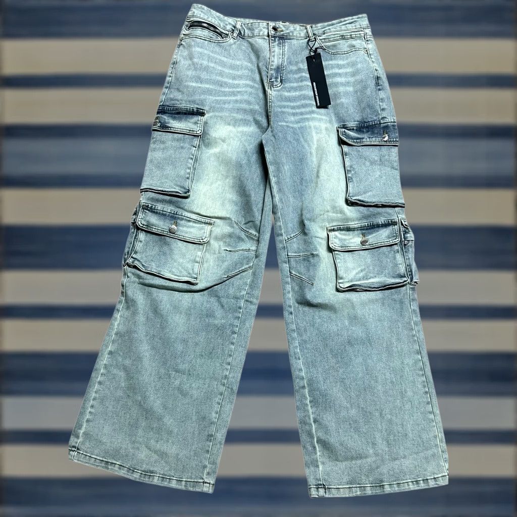 Vintage Rockstar Jeans Men 40 Burain Blue Baggy Fit Distressed Cargo Pocket 5-Pocket Denim Relaxed Adult Regular Size 40 Blue Size US 40 / EU 56 - 1 Thumbnail
