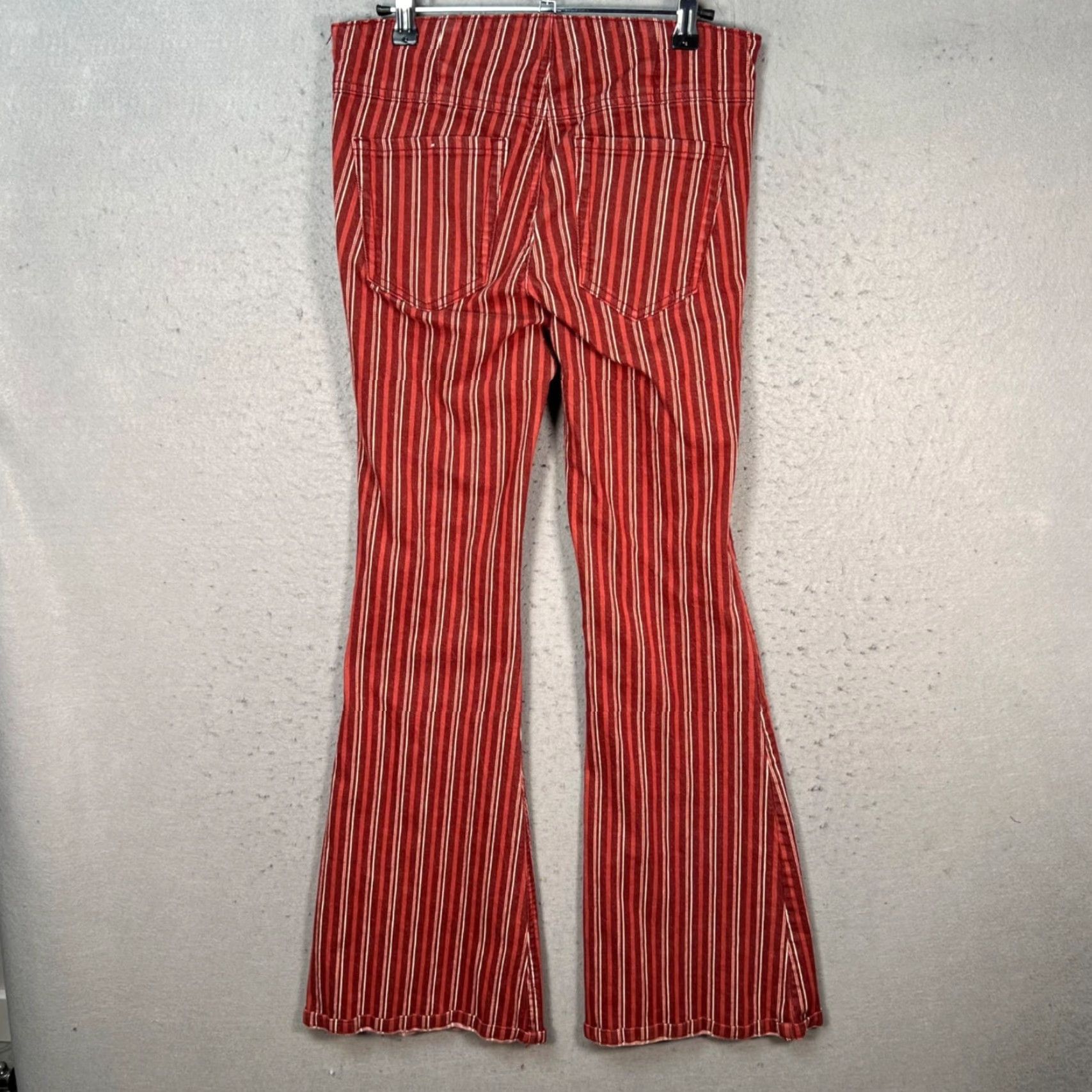 Vintage Ella Moss Womens Pants Striped Red Flared Pull-On Cotton Blend 27 Inseam 31in Casual Modern Rise Mid Ankle Spring Fall Womens Size 27" / US 4 / IT 40 - 2 Thumbnail