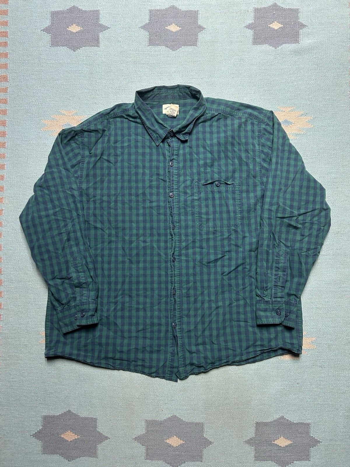 Vintage Blue mountain button shirt plaid cotton lightweight XXL Size US XXL / EU 58 / 5 - 1 Thumbnail