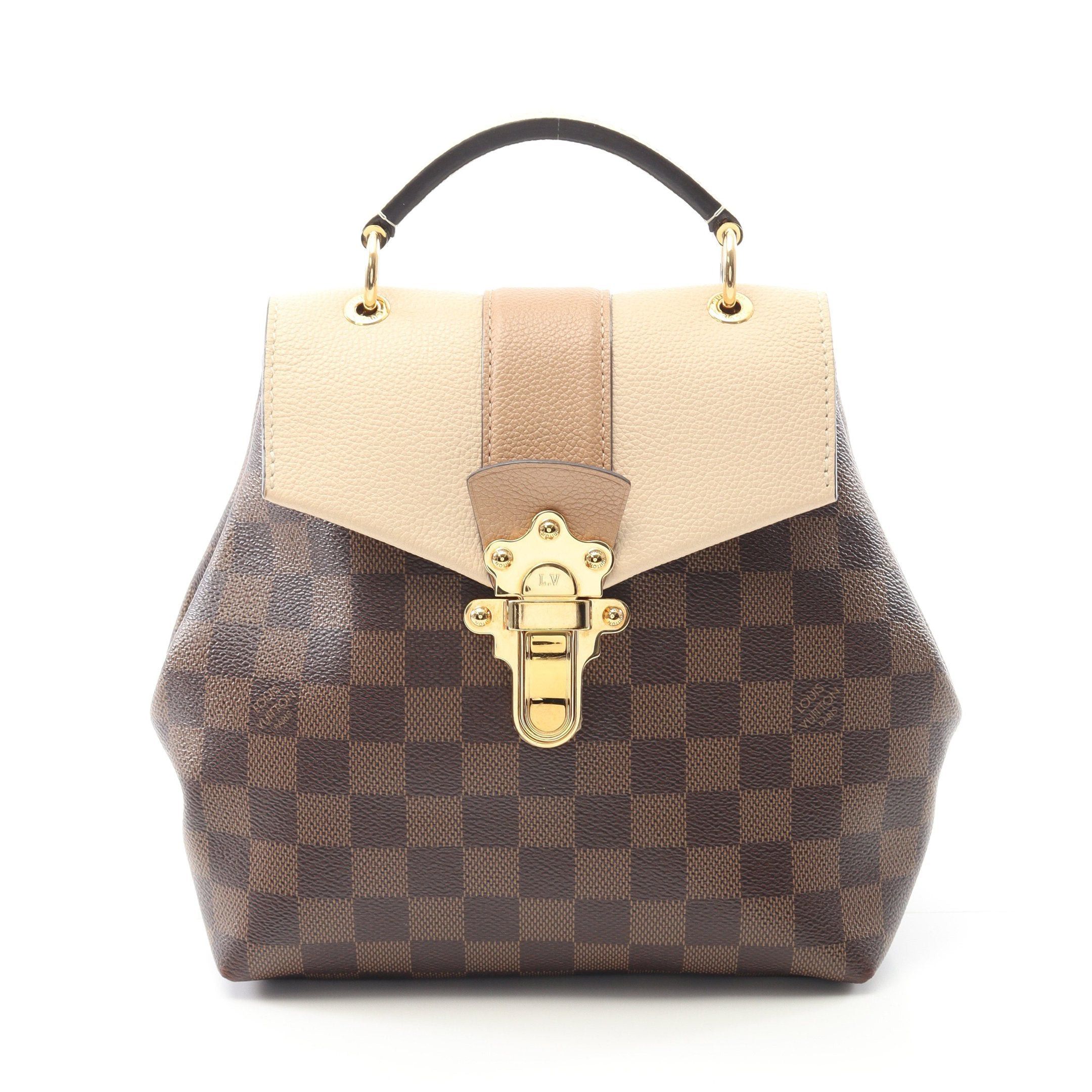 Louis Vuitton Clapton Damier Ebene Claim Backpack Rucksack Leather Brown Beige