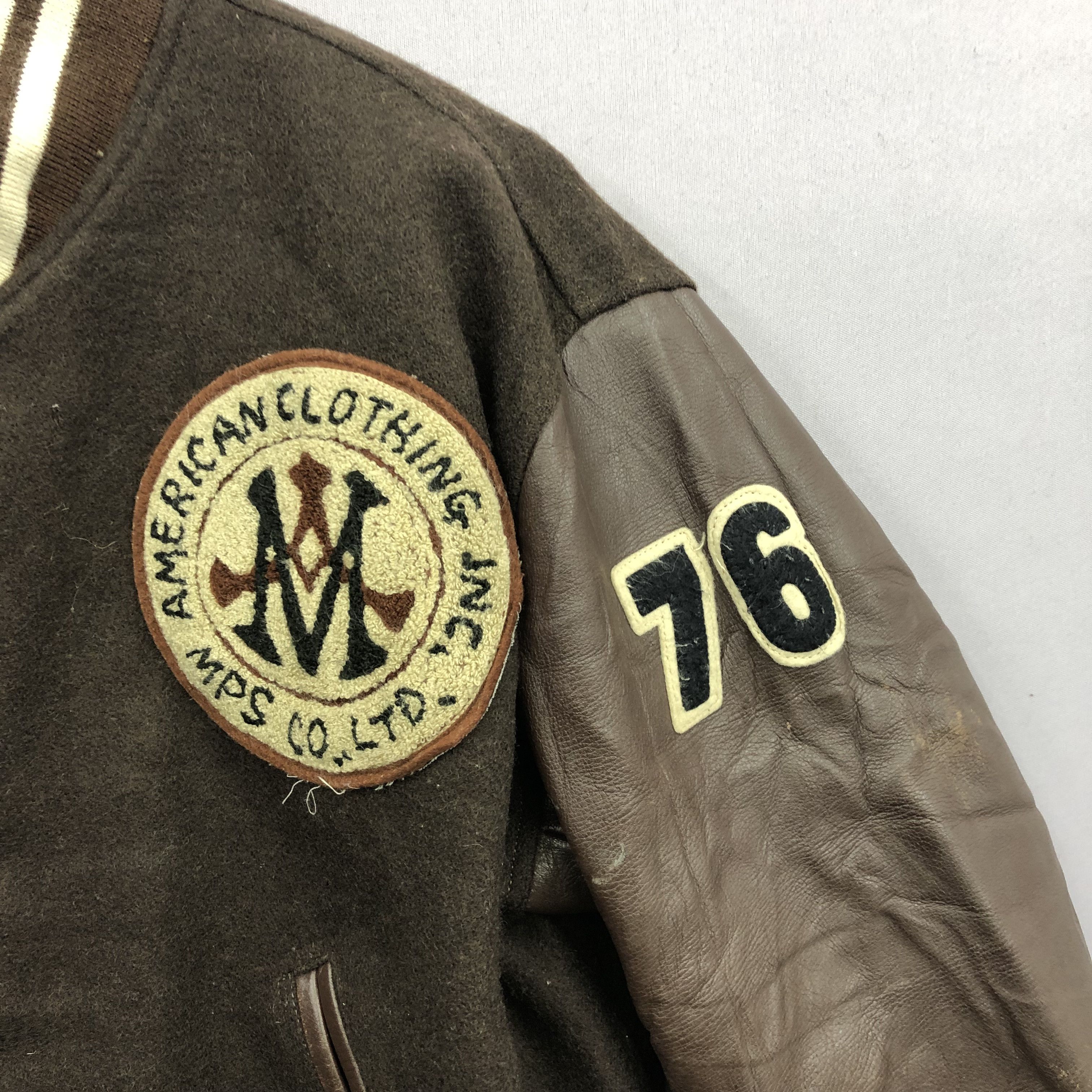 Leather Vintage 90s MPS Corp Letterman Leather Wool Varsity Jacket Size US L / EU 52-54 / 3 - 5 Thumbnail