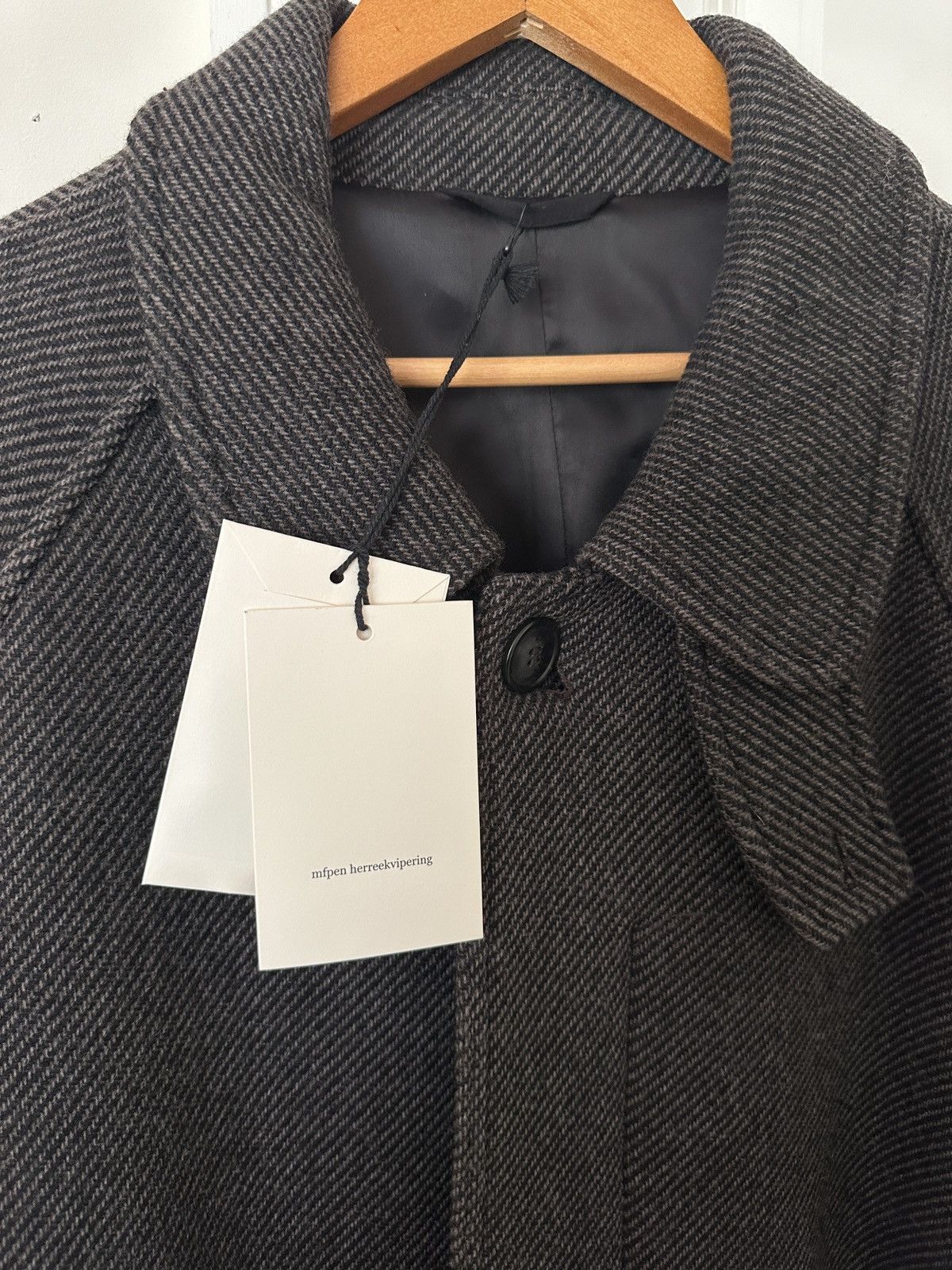 Mfpen Mfpen INSTALLATION COAT - BROWN HERRINGBONE RECYCLED WOOL Size US L / EU 52-54 / 3 - 3 Thumbnail