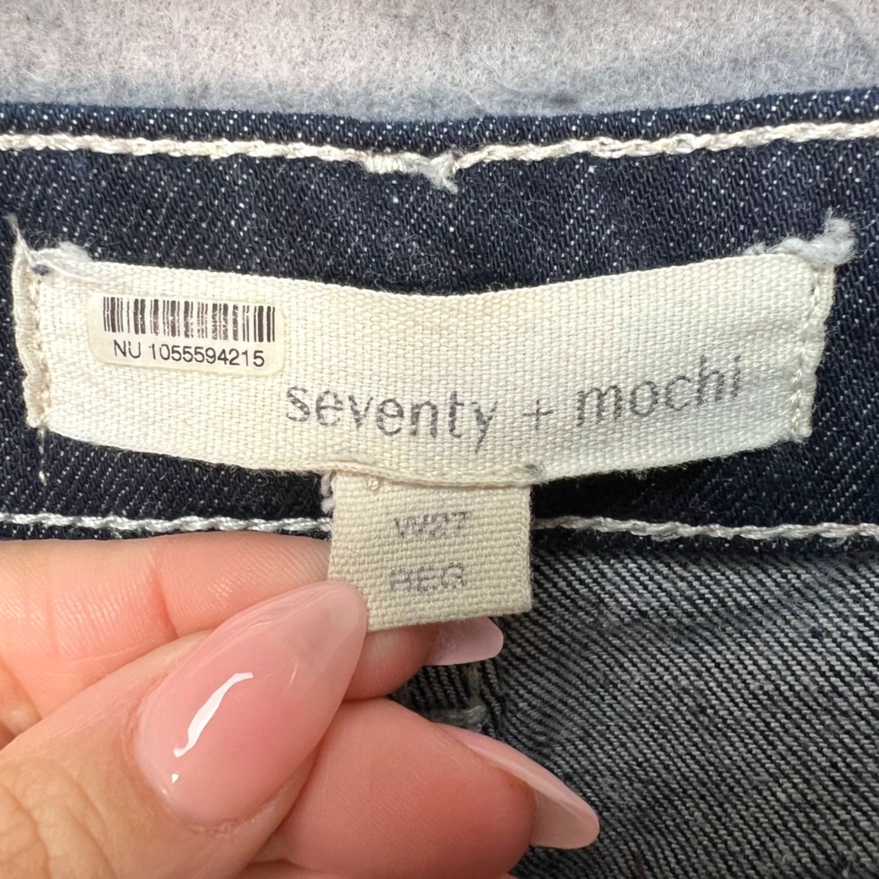 Denime Seventy + Mochi Jeans 27 High-Waisted Denim w/ Contrast Stitch Womens Adult Regular 27 Blue 5-Pocket Wide-Leg Inseam 25" Cotton Blend Denim Vintage No Size 27" / US 4 / IT 40 - 3 Thumbnail