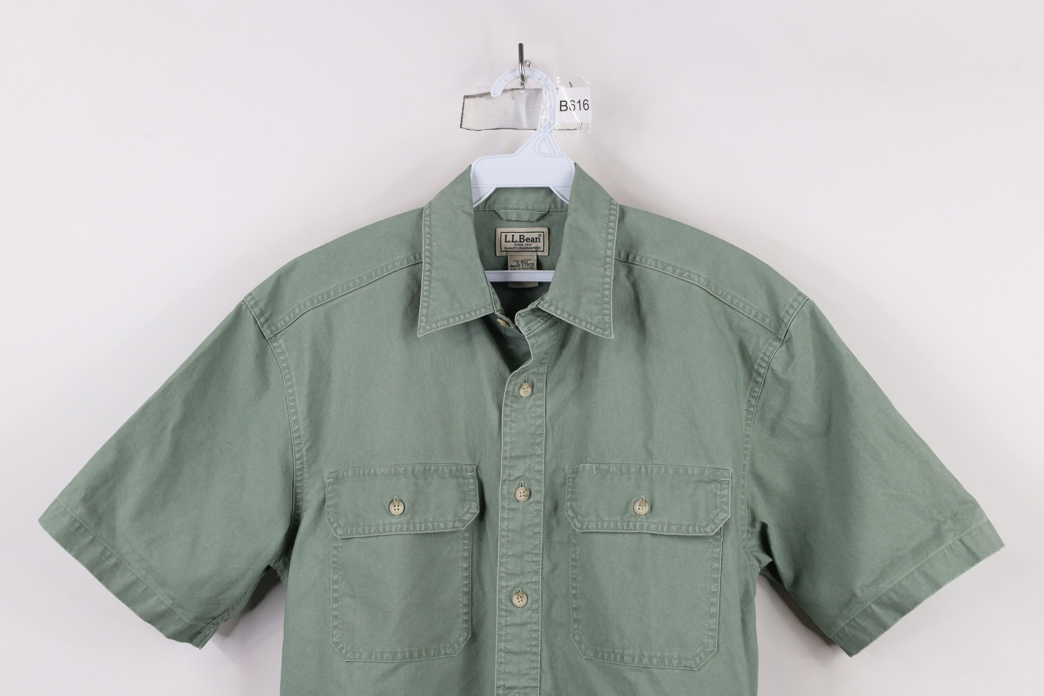 L.L. Bean × Vintage Vintage 90s LL Bean Stonewash Safari Bush Button Shirt Green Size US S / EU 44-46 / 1 - 2 Thumbnail