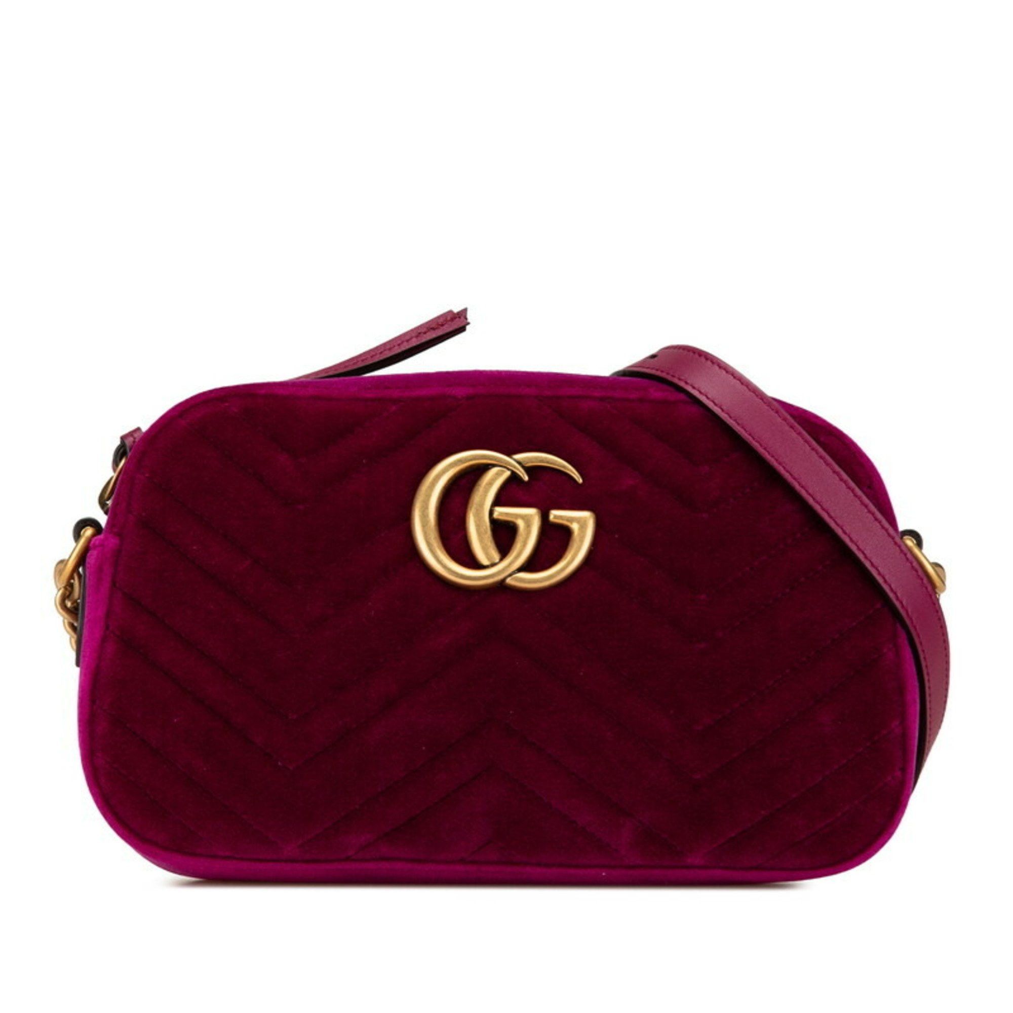 Gucci GG Marmont Shoulder Bag 447682 Purple Velvet Leather Women's Gucci