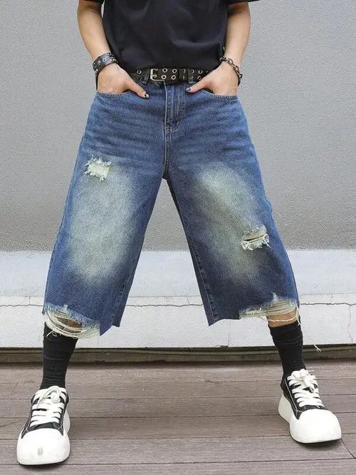 Japanese Brand × Vintage Y2K Vintage WASHED distressed denim jorts shorts Size US 32 / EU 48 - 2 Thumbnail