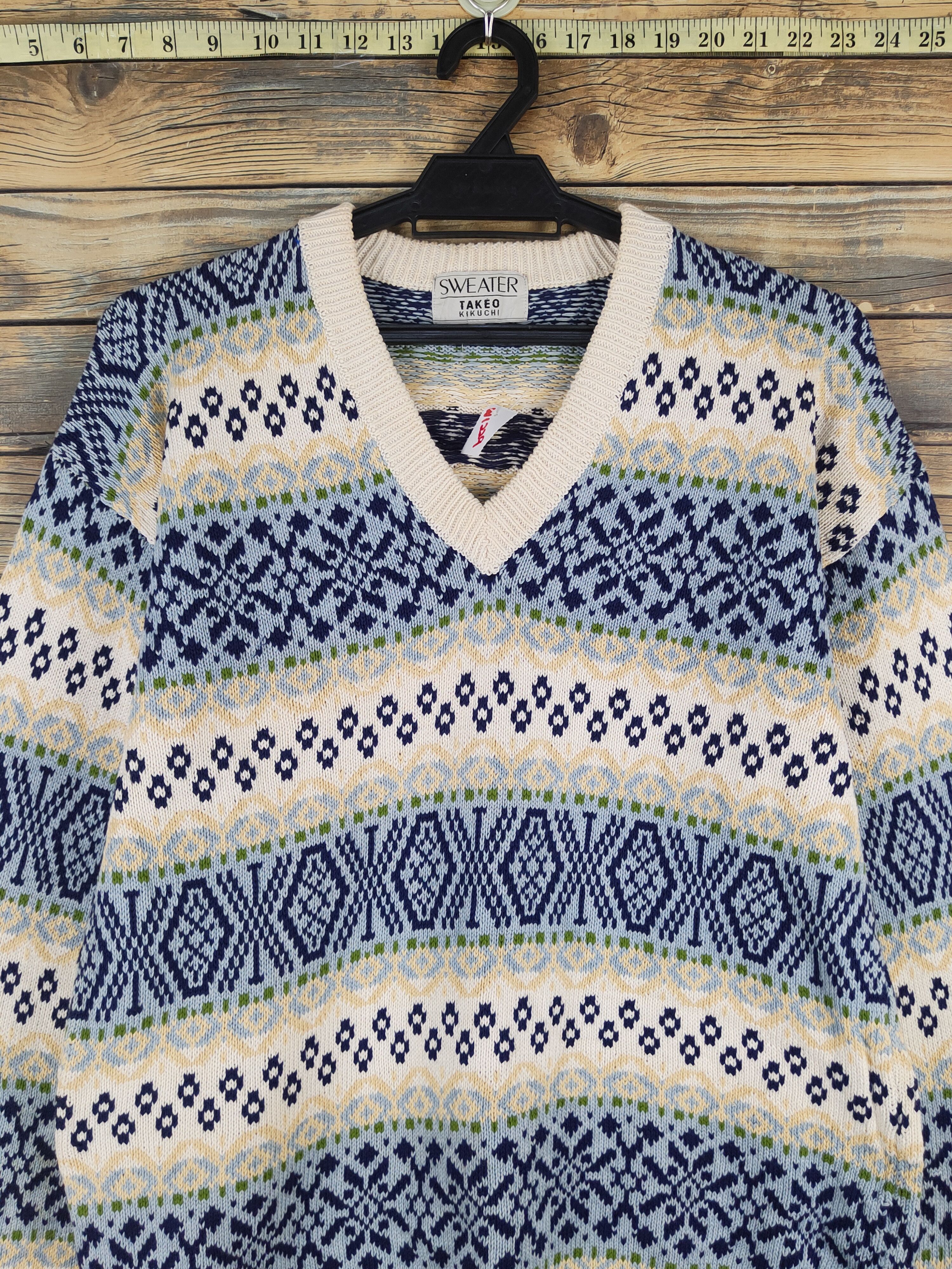 Takeo Kikuchi Takeo Kikuchi Cream Blue Knitwear Sweaters #W1229 Size US M / EU 48-50 / 2 - 2 Thumbnail