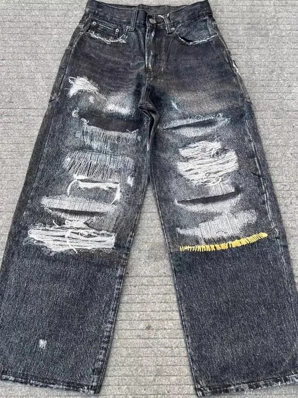 Jean VIBE Disstressed Baggy Washed Wide Leg Jeans Size US 30 / EU 46 - 5 Thumbnail